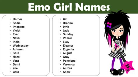 emo chick names|unique emo names for girls.